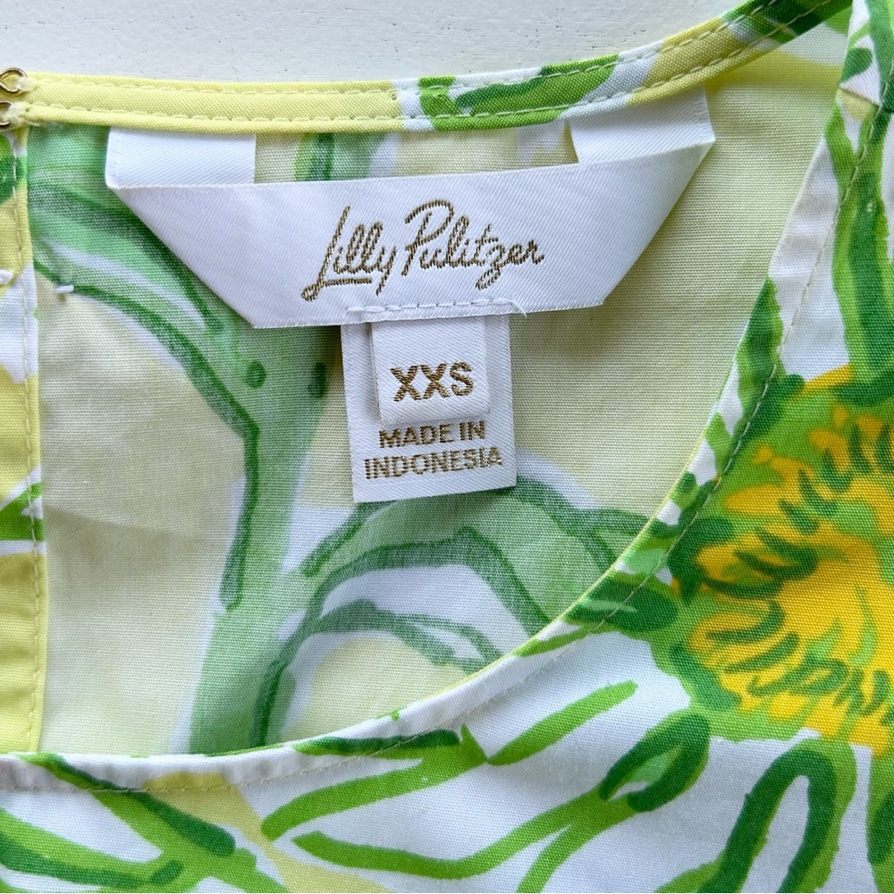 Lilly Pulitzer Hisli Top Bows Limoncello Sunbelievable Poplin Women’s Size XXS - Picture 8 of 10